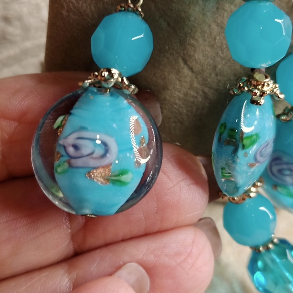 Italian Murano Glass  Bracelet and Earrings set Hand Crafted Vintage - Picture 4 of 6